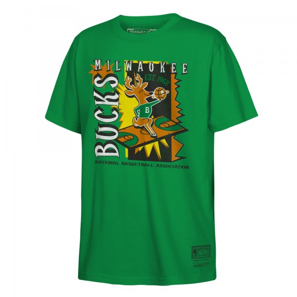 Подростковая Milwaukee Bucks Mitchell & Ness Green Retro 90s Poster T-Shirt