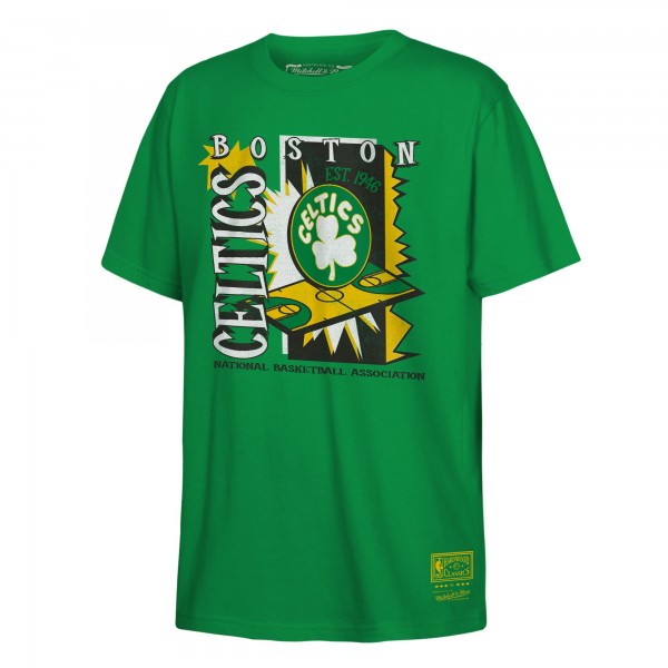 Подростковая Boston Celtics Mitchell & Ness Kelly Green Retro 90s Poster T-Shirt