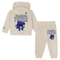 Toddler Philadelphia 76ers Mitchell & Ness Cream Hang Time Oversized Pullover Hoodie & Pants Set