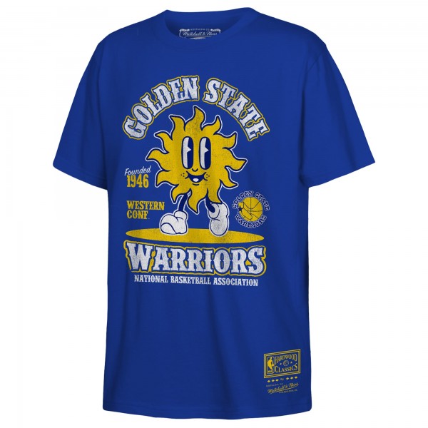 Футболка Подростковая Golden State Warriors Mitchell & Ness Royal Retro Mascot Script