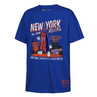 Подростковая New York Knicks Mitchell & Ness Blue Retro Mascot Script T-Shirt