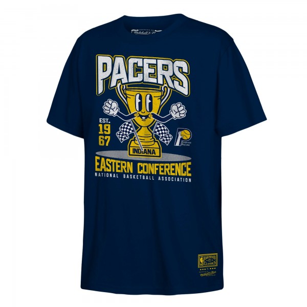 Подростковая Indiana Pacers Mitchell & Ness Navy Retro Mascot Script T-Shirt