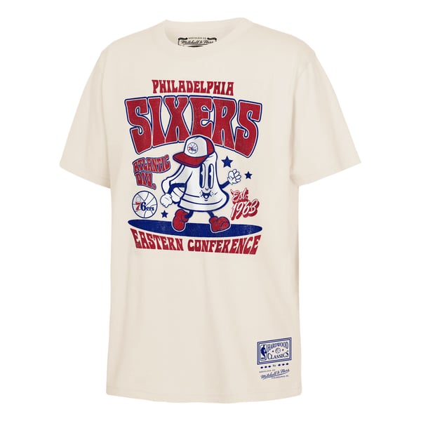 Детская футболка Philadelphia 76ers Mitchell & Ness Cream Retro Mascot Script
