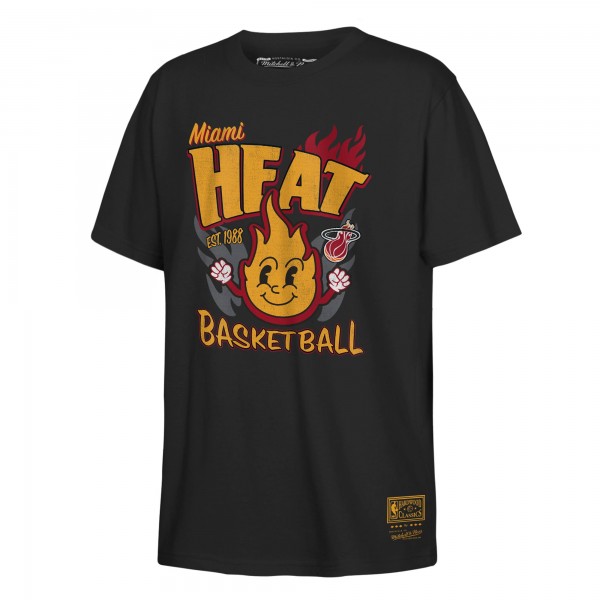 Футболка Youth Miami Heat Mitchell & Ness Black Retro Mascot Script