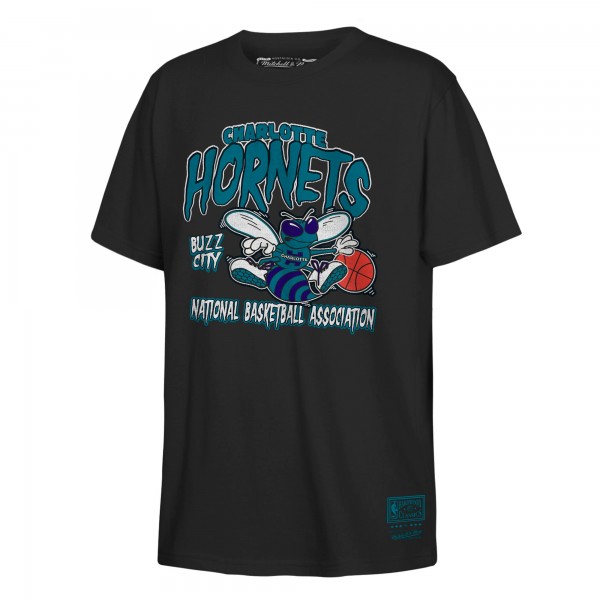Футболка Youth Charlotte Hornets Mitchell & Ness Black Retro Mascot Script