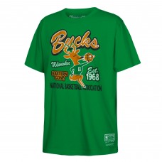 Подростковая Milwaukee Bucks Mitchell & Ness Kelly Green Retro Mascot Script T-Shirt