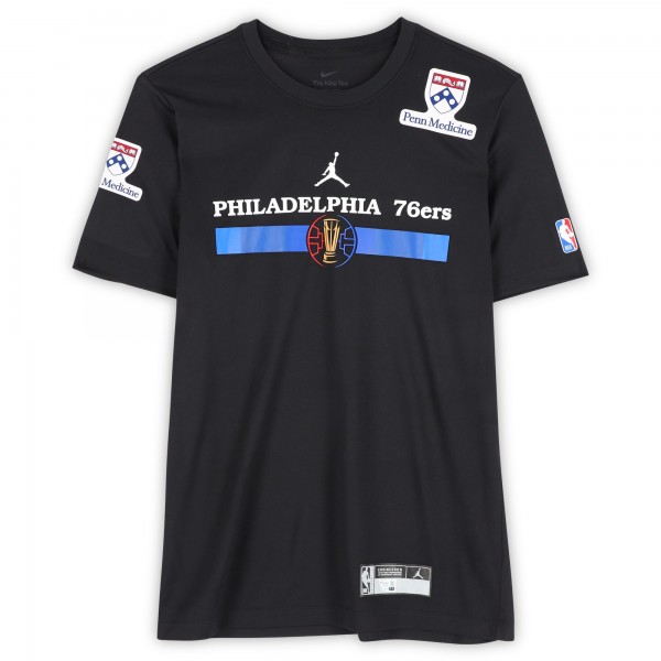 Joel Embiid Philadelphia 76ers Fanatics Authentic Player-Worn Black NBA Cup Long Sleeve T-Shirt from the 2024-25 NBA Season - Size 2XLT