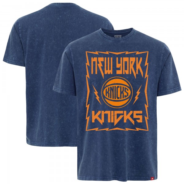 New York Knicks Sportiqe Blue Distressed Rock & Roll Collection Angus Premium Mineral Wash T-Shirt