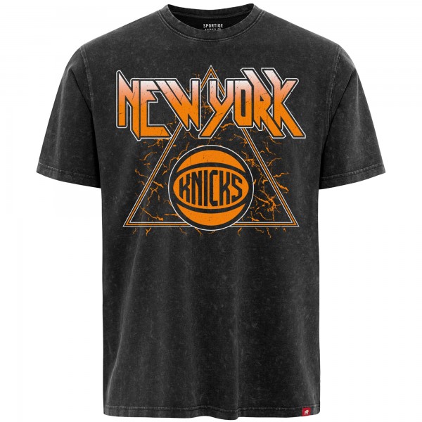 New York Knicks Sportiqe Black Distressed Rock & Roll Collection Angus Premium Mineral Wash T-Shirt