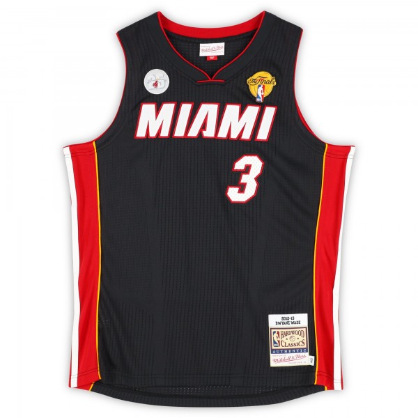 Игровая джерси Dwyane Wade Miami Heat Autographed Fanatics Authentic Black Mitchell & Ness 2012-13 Swingman with Back 2 Back Champ Inscription