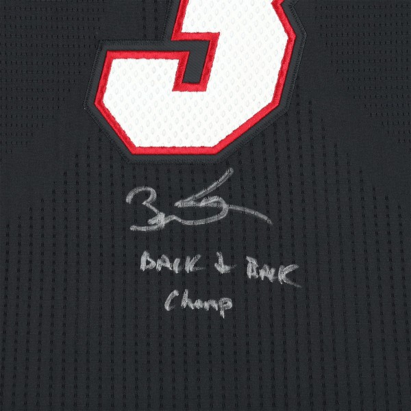 Игровая джерси Dwyane Wade Miami Heat Autographed Fanatics Authentic Black Mitchell & Ness 2012-13 Swingman with Back 2 Back Champ Inscription