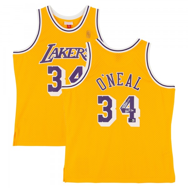 Игровая джерси Shaquille ONeal Los Angeles Lakers Autographed Fanatics Authentic Gold Mitchell & Ness 1996-97 Swingman with HOF 16 Inscription