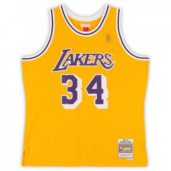 Игровая джерси Shaquille ONeal Los Angeles Lakers Autographed Fanatics Authentic Gold Mitchell & Ness 1996-97 Swingman with HOF 16 Inscription