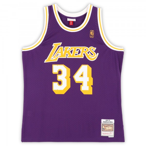 Игровая джерси Shaquille ONeal Los Angeles Lakers Autographed Fanatics Authentic Purple Mitchell & Ness 1996-97 Swingman with HOF 16 Inscription