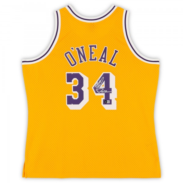 Игровая джерси Shaquille ONeal Los Angeles Lakers Autographed Fanatics Authentic Gold Mitchell & Ness 1996-97 Swingman with Diesel Inscription