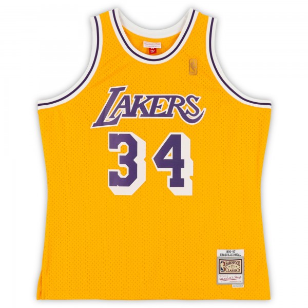 Игровая джерси Shaquille ONeal Los Angeles Lakers Autographed Fanatics Authentic Gold Mitchell & Ness 1996-97 Swingman with Diesel Inscription