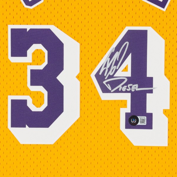 Игровая джерси Shaquille ONeal Los Angeles Lakers Autographed Fanatics Authentic Gold Mitchell & Ness 1996-97 Swingman with Diesel Inscription