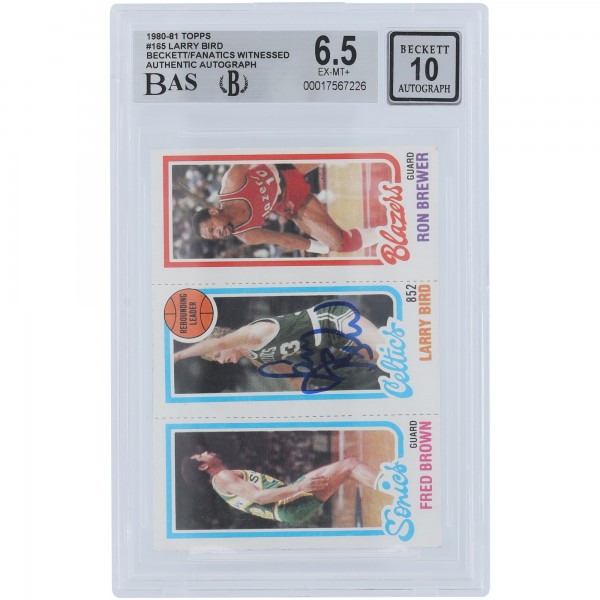 Larry Bird Boston Celtics Autographed 1980-81 Topps #165 Beckett Fanatics Witnessed Authenticated 6.5/10 Rookie Card