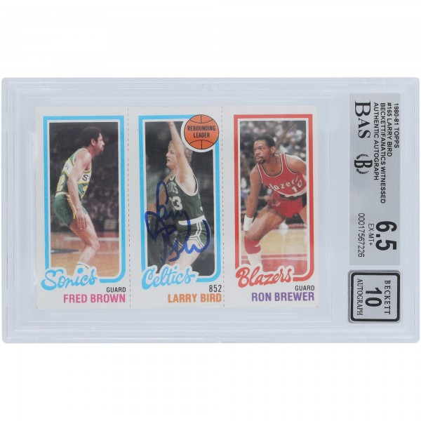 Larry Bird Boston Celtics Autographed 1980-81 Topps #165 Beckett Fanatics Witnessed Authenticated 6.5/10 Rookie Card