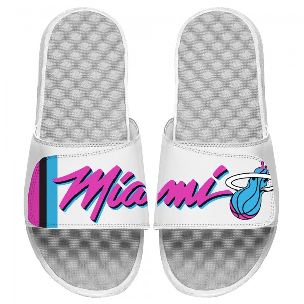 Шлепки Unisex Miami Heat ISlide White Split Wordmark Vice