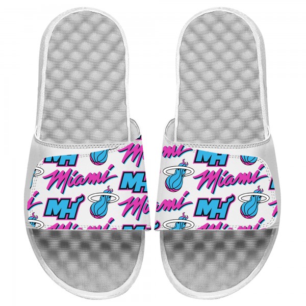 Шлепки Unisex Miami Heat ISlide White Pattern Vice