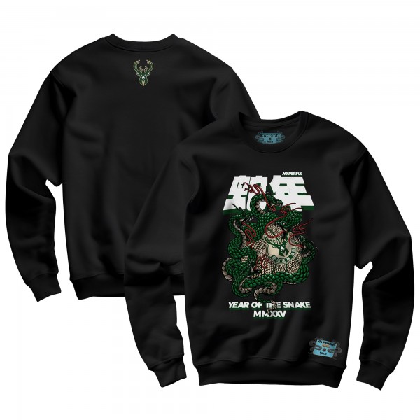 Unisex Milwaukee Bucks NBALab x Hyperfly Black Year of the Snake Lunar New Year Collection Sweatshirt