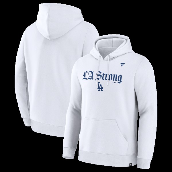 Unisex Los Angeles Dodgers Fanatics White LA Strong Premium Fleece Pullover Hoodie