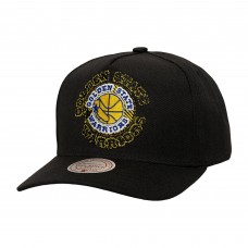 Бейсболка Golden State Warriors Mitchell & Ness Black Tilted Pro Pinch