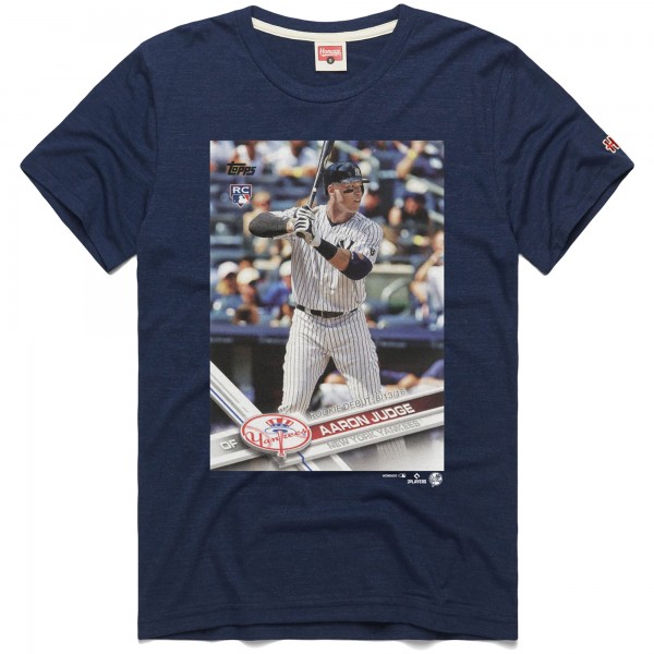 New York Yankees Aaron Judge Homage Navy 2017 Topps Baseball Card Player T-Shirt