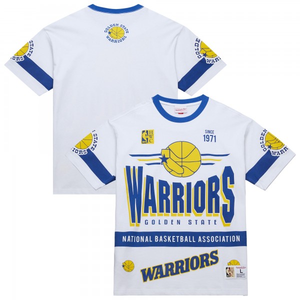 Unisex Golden State Warriors Mitchell & Ness White Hardwood Classics Vintage Team Origins Premium T-Shirt