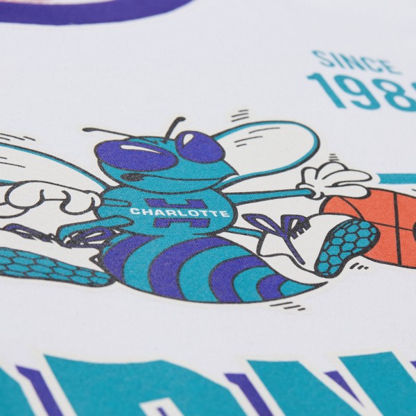 Футболка Unisex Charlotte Hornets Mitchell & Ness White Hardwood Classics Vintage Team Origins Premium