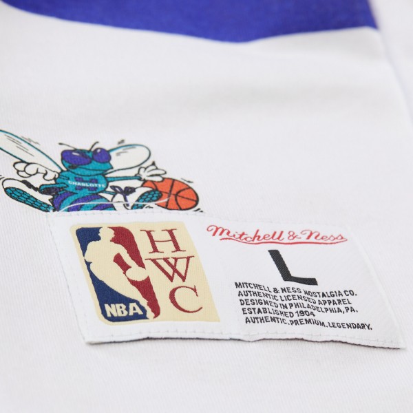 Футболка Unisex Charlotte Hornets Mitchell & Ness White Hardwood Classics Vintage Team Origins Premium