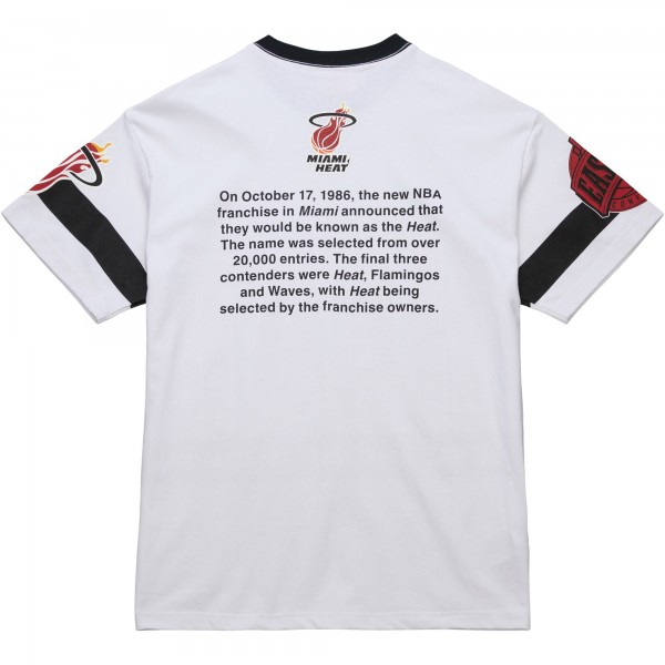Футболка Unisex Miami Heat Mitchell & Ness White Hardwood Classics Vintage Team Origins Premium