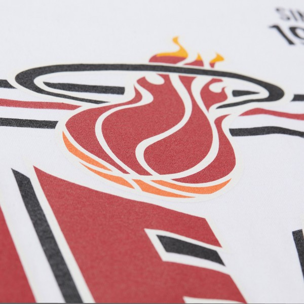 Футболка Unisex Miami Heat Mitchell & Ness White Hardwood Classics Vintage Team Origins Premium