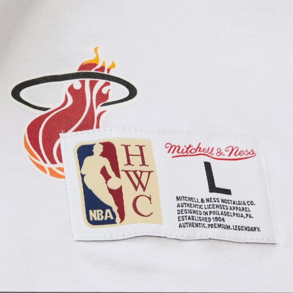 Футболка Unisex Miami Heat Mitchell & Ness White Hardwood Classics Vintage Team Origins Premium