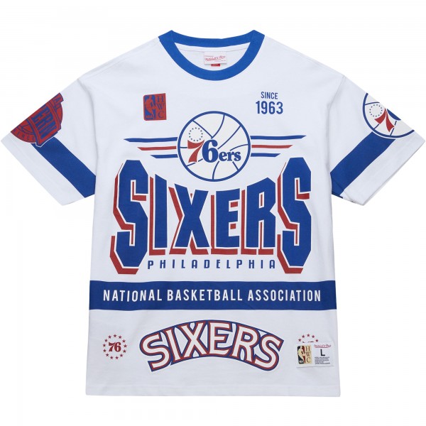 Unisex Philadelphia 76ers Mitchell & Ness White Hardwood Classics Vintage Team Origins Premium T-Shirt