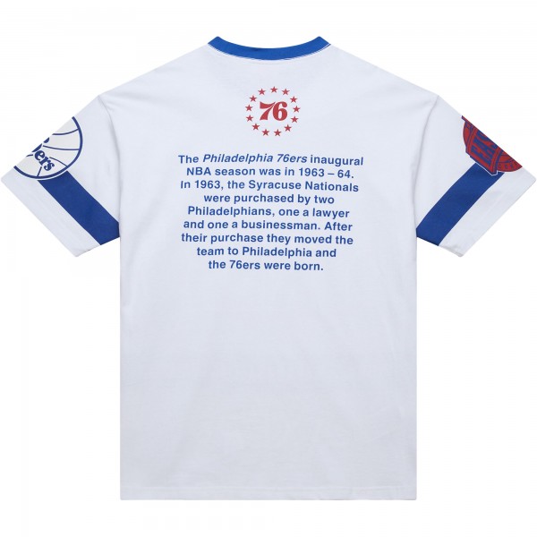 Unisex Philadelphia 76ers Mitchell & Ness White Hardwood Classics Vintage Team Origins Premium T-Shirt