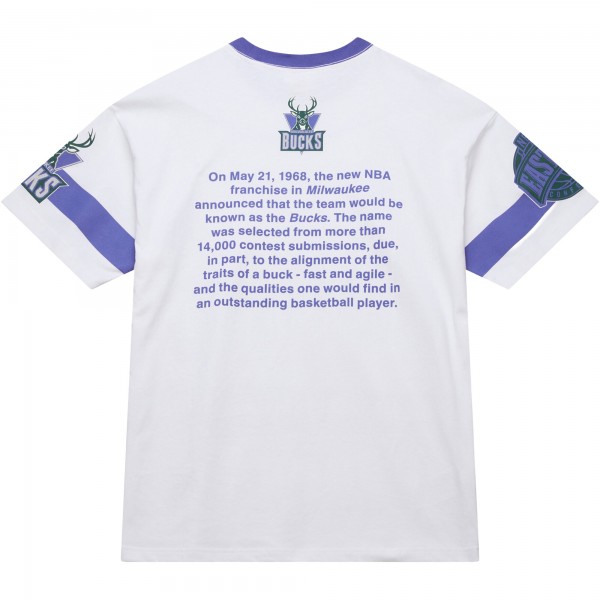 Unisex Milwaukee Bucks Mitchell & Ness White Hardwood Classics Vintage Team Origins Premium T-Shirt