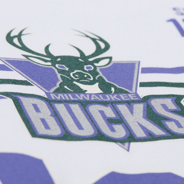 Unisex Milwaukee Bucks Mitchell & Ness White Hardwood Classics Vintage Team Origins Premium T-Shirt