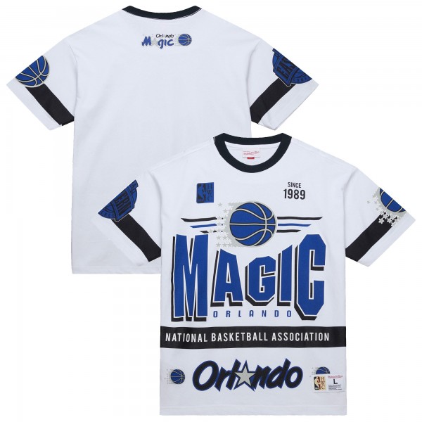 Unisex Orlando Magic Mitchell & Ness White Hardwood Classics Vintage Team Origins Premium T-Shirt