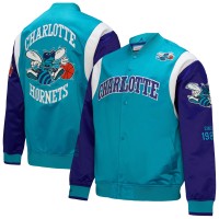 Куртка на кнопках Unisex Charlotte Hornets Mitchell & Ness Teal Vintage Team Origins Satin