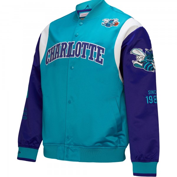 Куртка на кнопках Unisex Charlotte Hornets Mitchell & Ness Teal Vintage Team Origins Satin