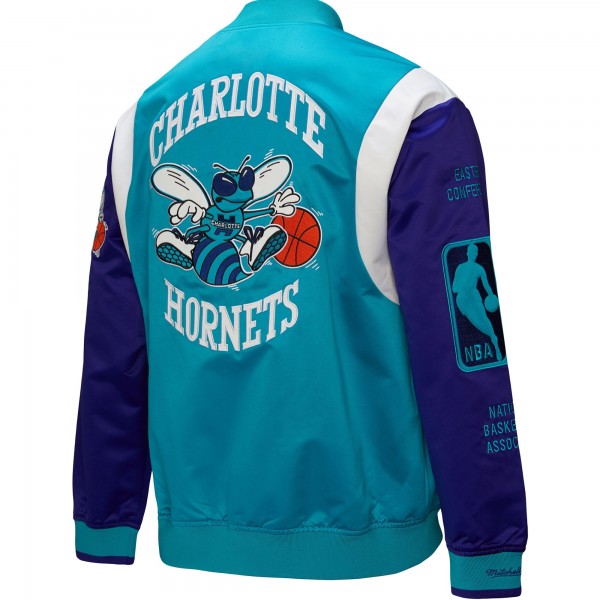 Куртка на кнопках Unisex Charlotte Hornets Mitchell & Ness Teal Vintage Team Origins Satin