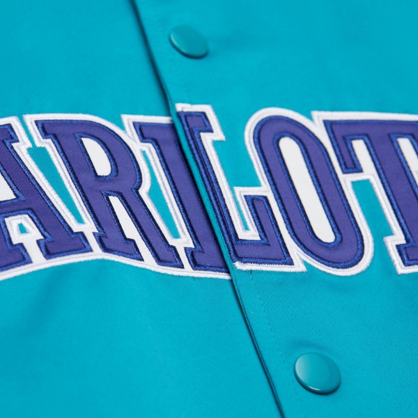 Куртка на кнопках Unisex Charlotte Hornets Mitchell & Ness Teal Vintage Team Origins Satin