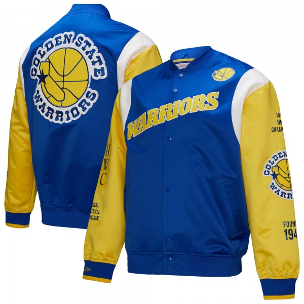 Куртка на кнопках Unisex Golden State Warriors Mitchell & Ness Royal Vintage Team Origins Satin