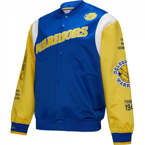 Куртка на кнопках Unisex Golden State Warriors Mitchell & Ness Royal Vintage Team Origins Satin