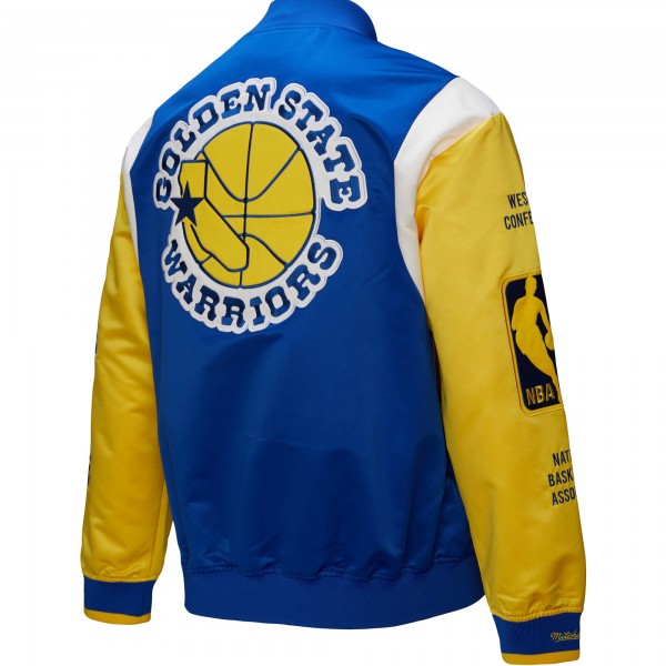 Куртка на кнопках Unisex Golden State Warriors Mitchell & Ness Royal Vintage Team Origins Satin