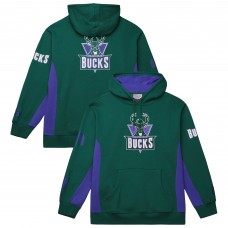 Milwaukee Bucks Mitchell & Ness Hunter Green Hardwood Classics Team Origins Fleece Pullover Hoodie
