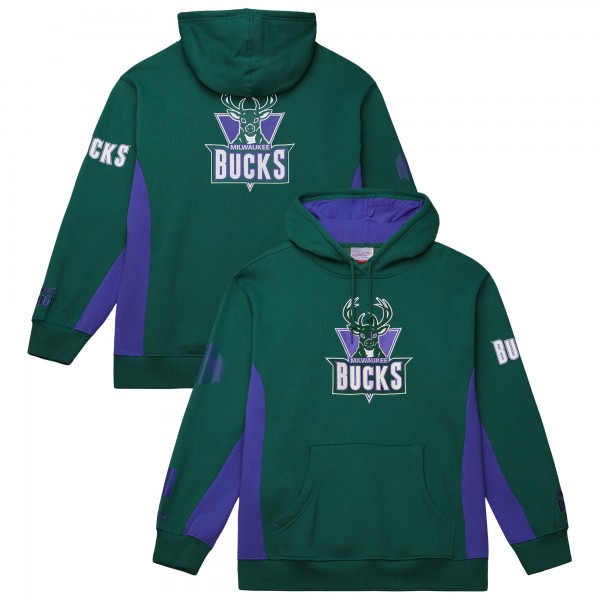 Milwaukee Bucks Mitchell & Ness Hunter Green Hardwood Classics Team Origins Fleece Pullover Hoodie