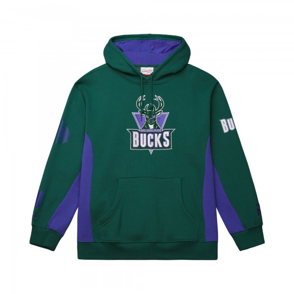 Milwaukee Bucks Mitchell & Ness Hunter Green Hardwood Classics Team Origins Fleece Pullover Hoodie